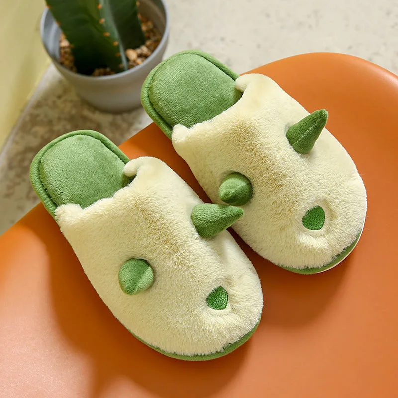 

Horn Plush Home Slippers Cute Winter House Slippers Soft Fluffy Slippers Comfortable Furry Slippers For Women Indoor Slippers