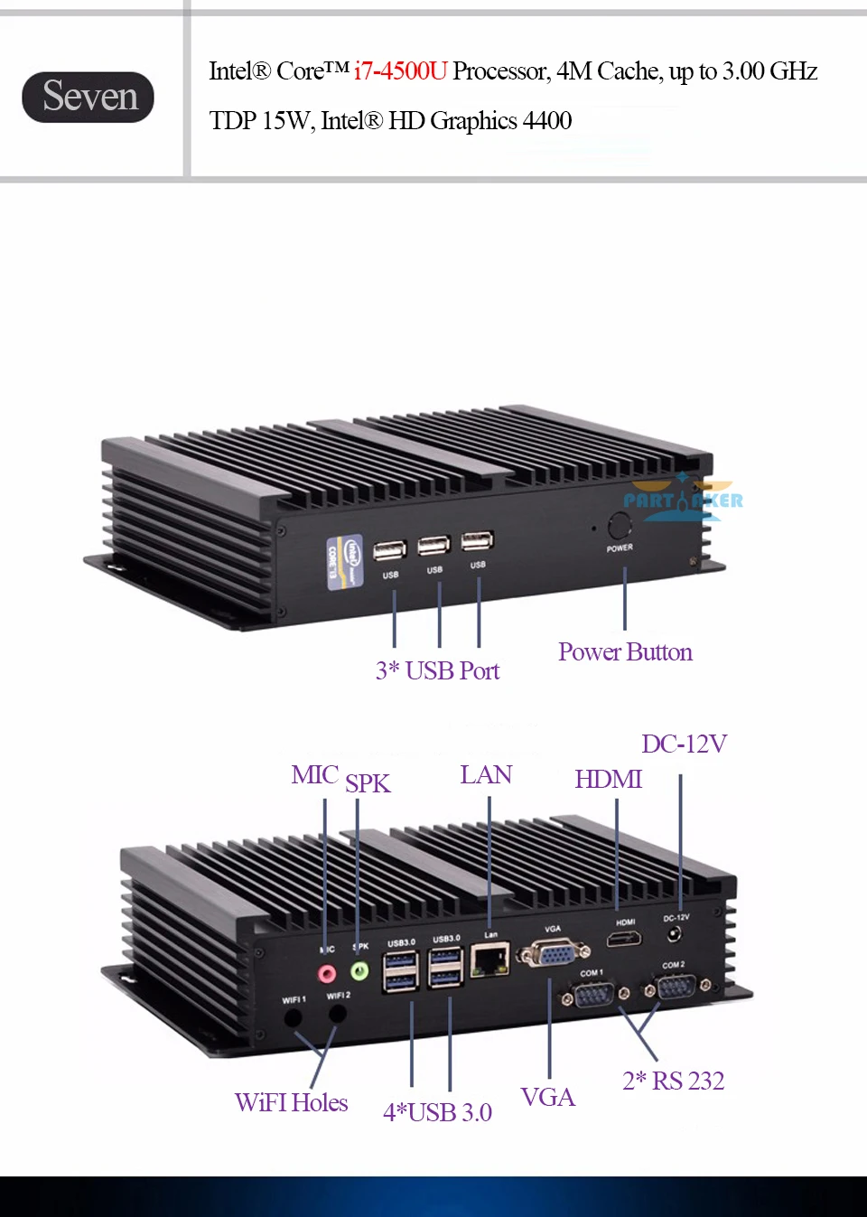 Причастником промышленного безвентиляторного i5 i7 minipc Core i5 8250U i7 8565U 1* Lan 2* COM мини-ПК Windows 10 Linux мини-компьютер настольный 7* USB