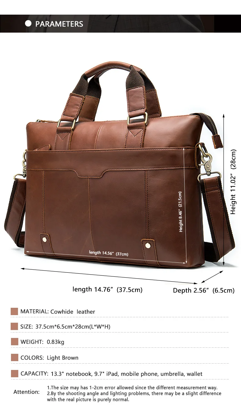 Мужской портфель из натуральной кожи, сумка для ноутбука, Мужская офисная сумка из натуральной кожи, мужские деловые 14 дюймовые