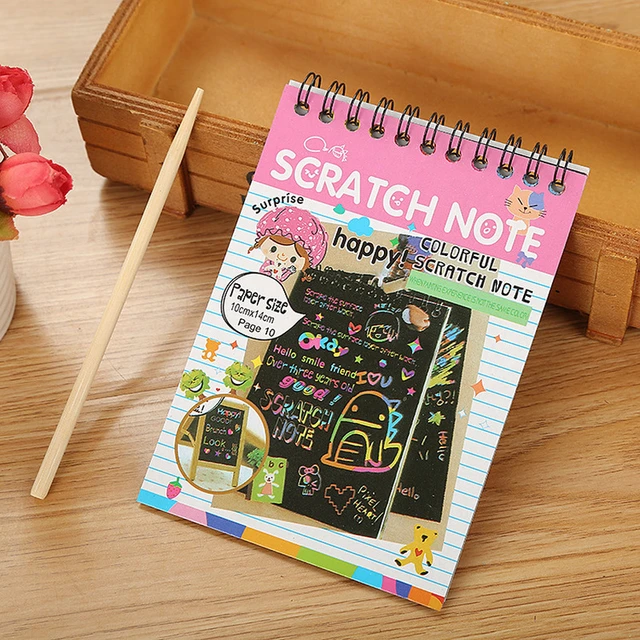 Kids Graffiti Note Book Diy Scratch Drawing Notes Paper Painting Coils Drawing  Book Black Paper Children'S Early Education Toys