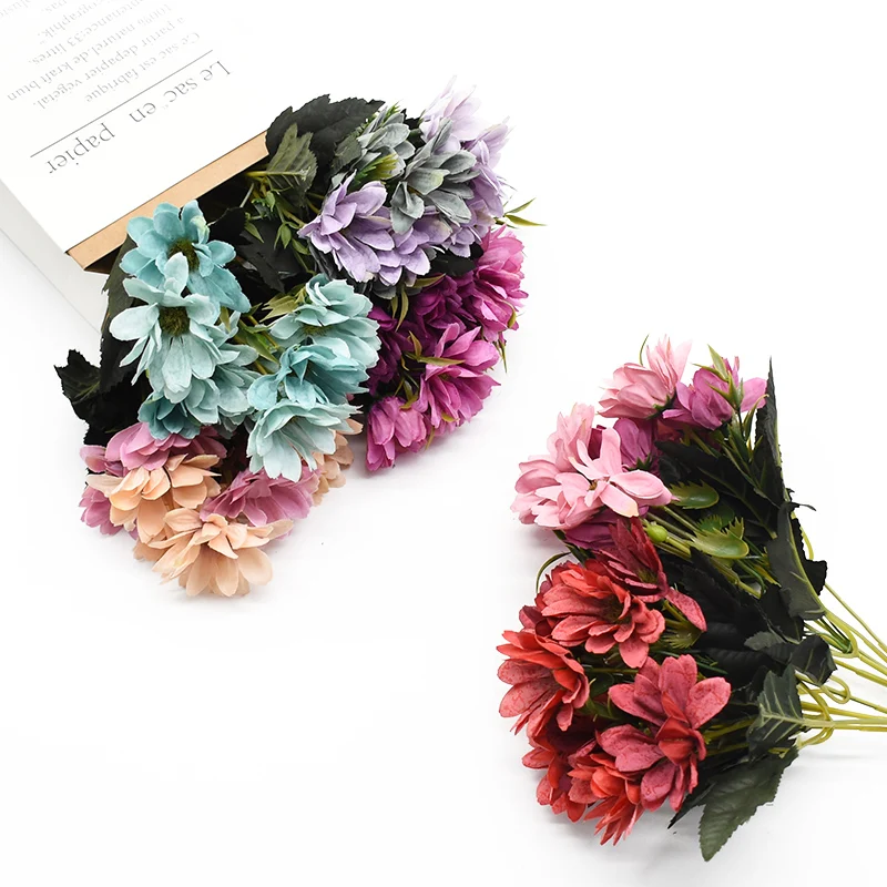 10 головок/1 букет искусственных растений подсолнухов|sunflower artificial flowers|silk daisiesartificial