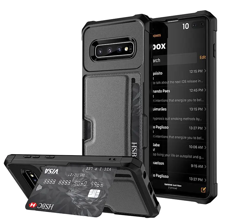 Для samsung S10 чехол кожаный бумажник для samsung S9 чехол противоударный для Galaxy Note 9 Note10 Plus S9 Plus S10e S10 Plus чехол - Цвет: black
