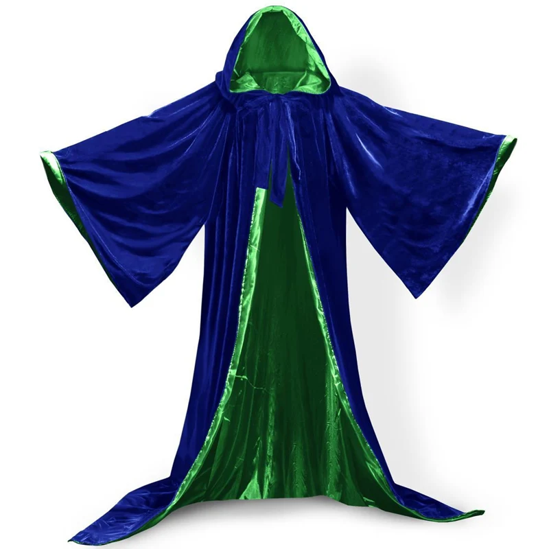 Blue - green Синяя Свадебная куртка, теплая бархатная накидка с длинным рукавом и капюшоном для женщин, свадебная накидка, свадебная шаль, накидка, куртка - Цвет: Blue - green