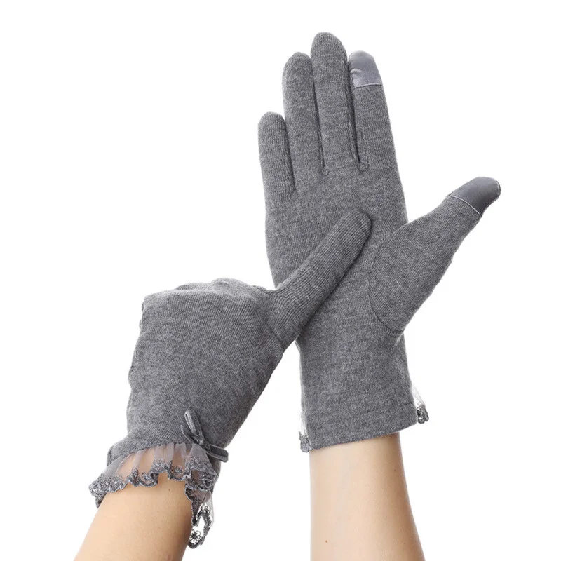Touch Screen Girls Gloves Women Summer Autumn Breathable Stretch Lace