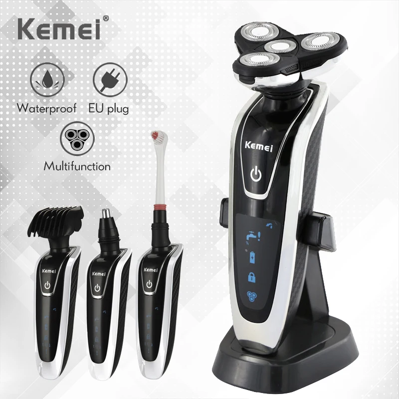 Baratos Afeitadora eléctrica multifuncional 4 en 1 para hombres máquina de afeitar para el cabello máquina de corte de pelo lavable máquina de afeitar recargable 35D