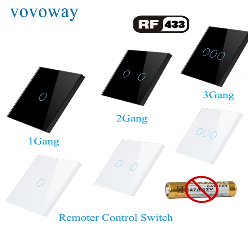 

Vovoway RF433 frequency wireless remote control optional paste connection remote touch switch to use