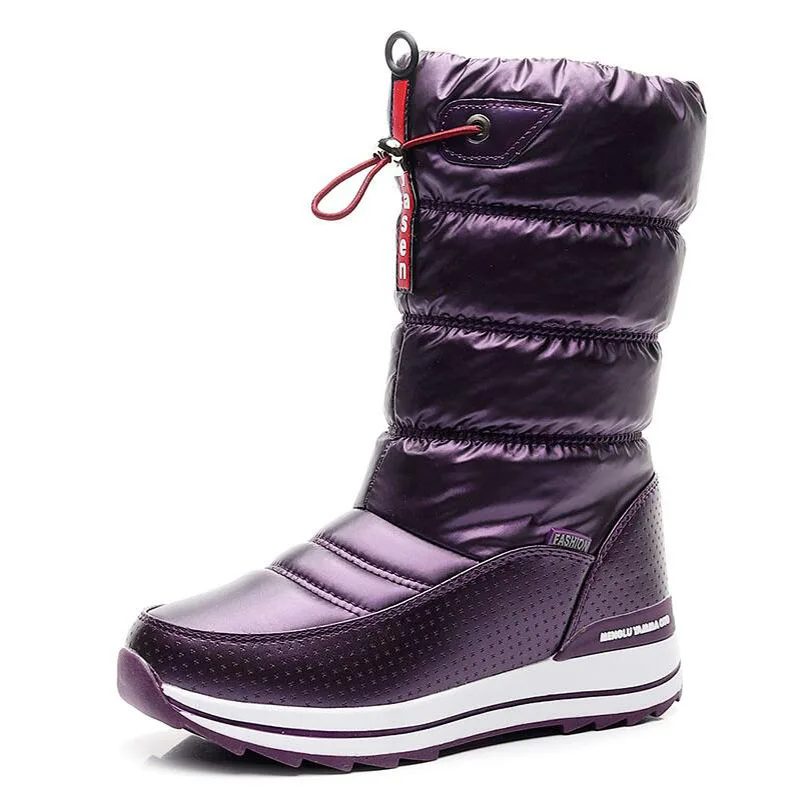 Зимние сапоги; зимние сапоги; женская обувь; женские сапоги; модные водонепроницаемые сапоги до середины икры на плоской подошве; Новинка года; зимние теплые сапоги на меху; B35