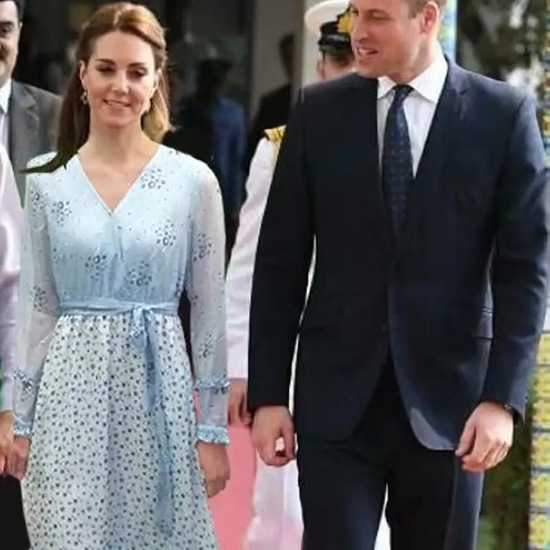 Женское платье принцессы с принтом Kate Middleton лоскутное v-образным вырезом и