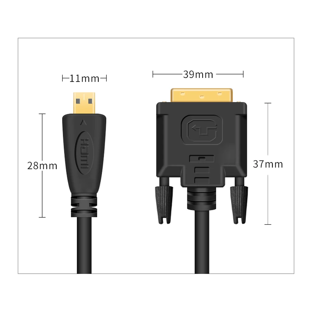 Micro HDMI мужчина к DVI DVI-D 24+ 1 Мужской кабель Шнур для EVO Asus T100TA ME302C и другие 6 футов 1 м 1,8 м