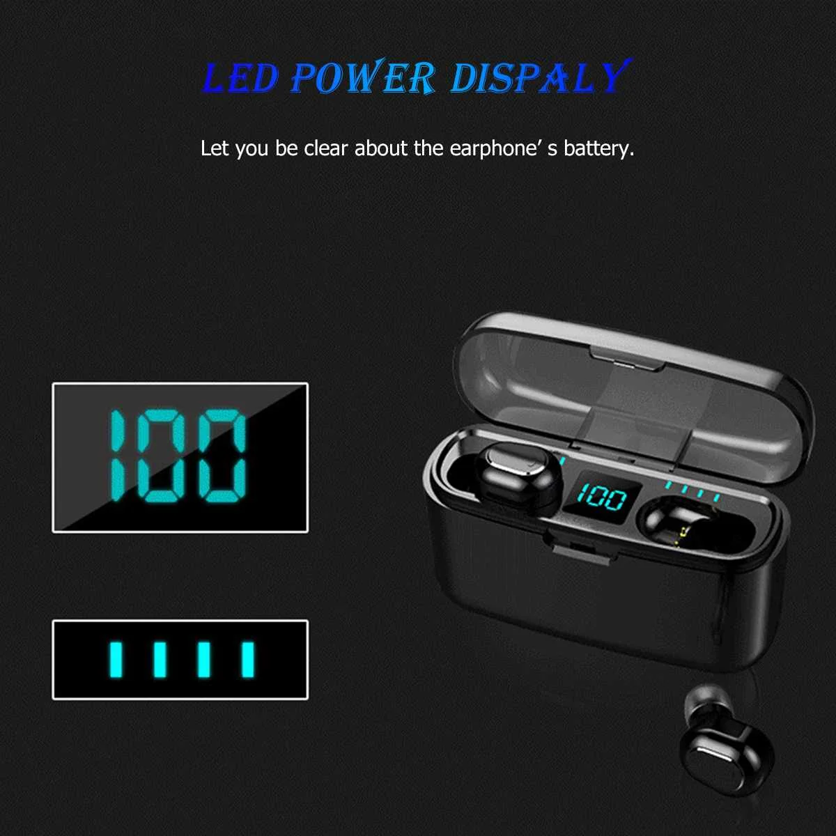 TWS Mini Wireless bluetooth Earphone LED Display Waterproof Auto Pair Headset with 2000mAh Power Bank Phone Holder