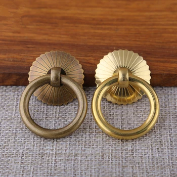

Kitchen Drawer Knobs Handles Vintage Brass Cabinet Cupboard Ring Pulls-4Pack