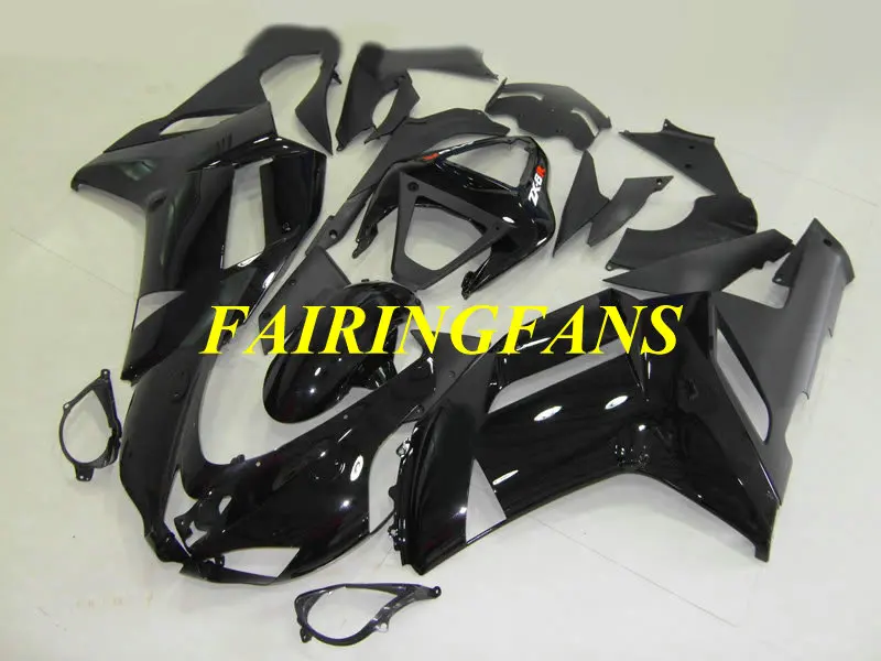 Мотоциклетный вставной обтекатель тюнинг-пакет для KAWASAKI Ninja ZX6R 636 07 08 ZX 6R 2007 2008 ABS черный Обтекатели на кузов+ подарки KN07