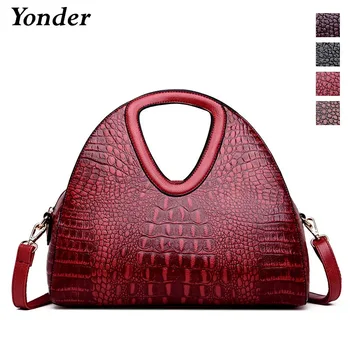 

Yonder brand genuine leather shoulder bag for women large handbag Female casual tote bag ladies crossbody bags alligator prints