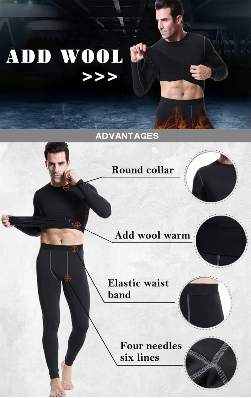 Fanceey Winter Thermal Underwear Men Keep Warm Long Johns Men Fitness flecce compression underwear thermo undershirts leggings fruit of the loom long johns