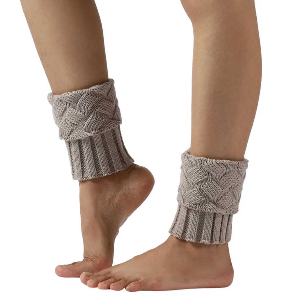 Women Crochet Knit Leg Warmers Striped High Calf Winter Boots Warmers