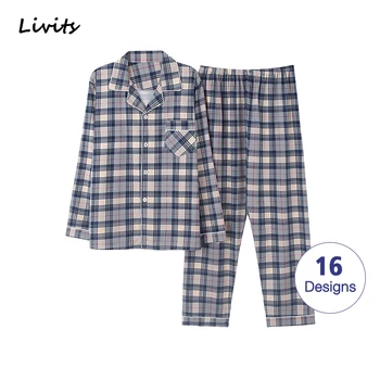 

Men Pajamas Sets Cotton Pyjamas Sleepwear Nightwear Underwear Long Sleeve Printed Striped Casual Spring Autumn Winter SA0993