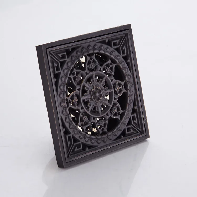 Copper Floor Drain European Style Black Ancient Copper Deodorizing Core Bathroom Balcony Floor Drain Eight Heart Eight Arrows Bl