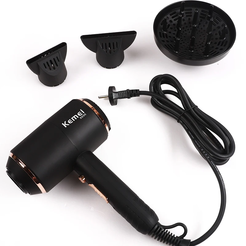 Kemei-8896 фен для волос сильный ветер мощность Электрический с системой защиты от перегрева сушильная машина для волос ионы волос воздуходувка инструменты - Цвет: black