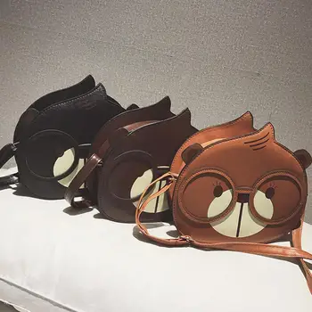 

Women Satchel Cute Squirrel Big Eyes Single Shoulder Cross-body Bag PU Leather