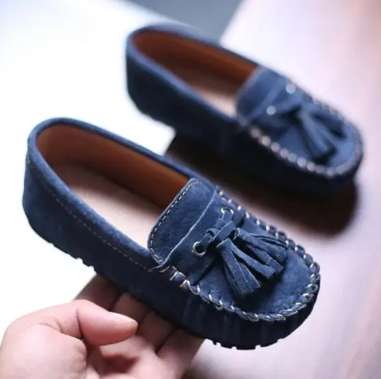 US $22.79 Fashion Boys Sneakers Baby Little Kids Genuine Leather Moccasins Girls Student Casual Slip-on Tasse