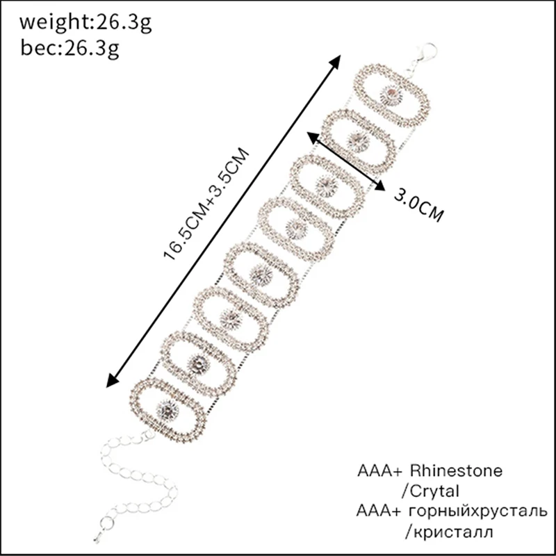 YFJEWE, золотые, серебряные стразы, Большой браслет, ювелирные изделия для женщин, хип-хоп, Кристальный браслет, B266