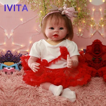 

IVITA DS1806 49cm levensechte babypoppen silicon reborn baby soft doll girl with painted nails planted hair toys for children