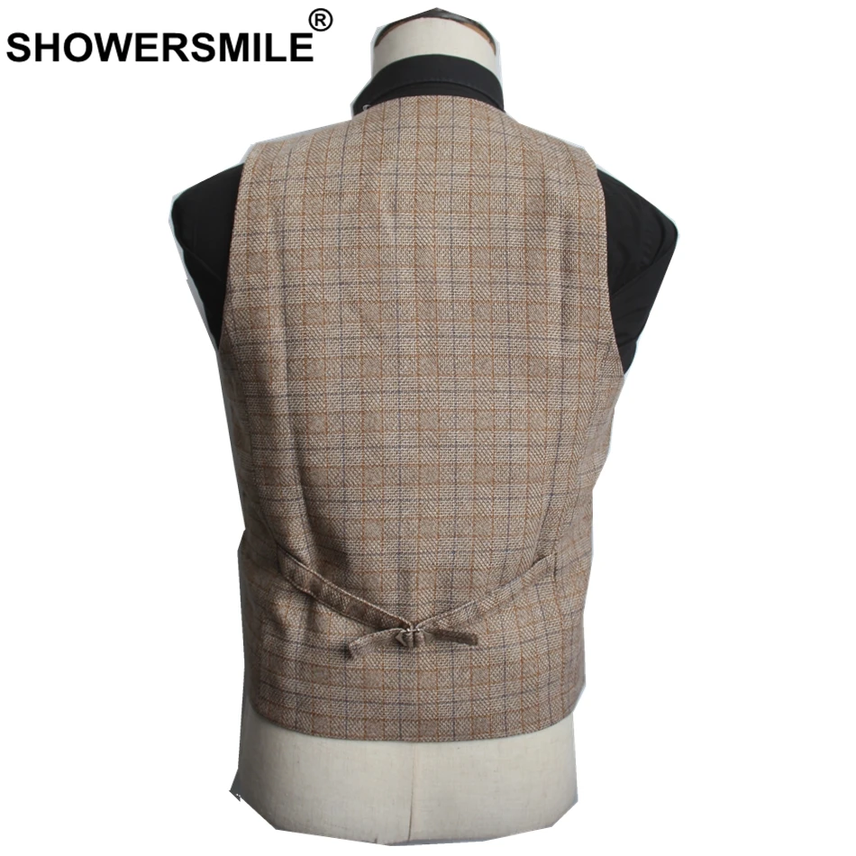 SHOWERSMILE осенний коричневый костюм жилет мужской шерстяной британский стиль