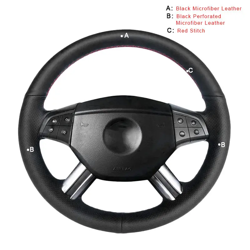 Автомобильная Оплетка на руль для Mercedes-Benz W164 M-Class ML350 ML500 2005 2006X164 GL-Class GL450 R500 автомобильные чехлы - Название цвета: Microfiber Leather