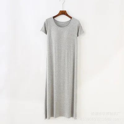 Bra padded modal cotton night dress short sleeve loose nightdress large size home wear female summer nightgown women nightshirt