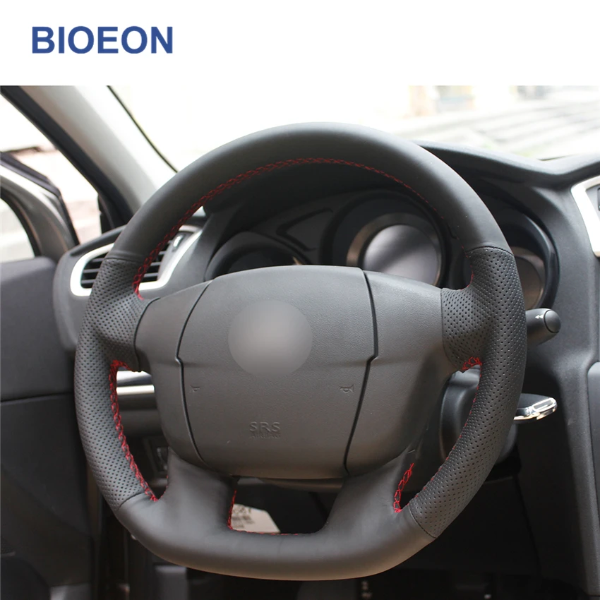 Черный PU искусственная кожа Чехлы рулевого колеса автомобиля для Citroen C4 C4L