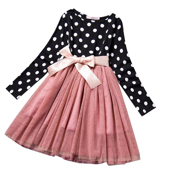 Осеннее платье для девочек новые зимние стильные брендовые Детские платья для девочек, повседневная одежда с длинными рукавами детское праздничное платье-пачка для школьниц - Цвет: Black