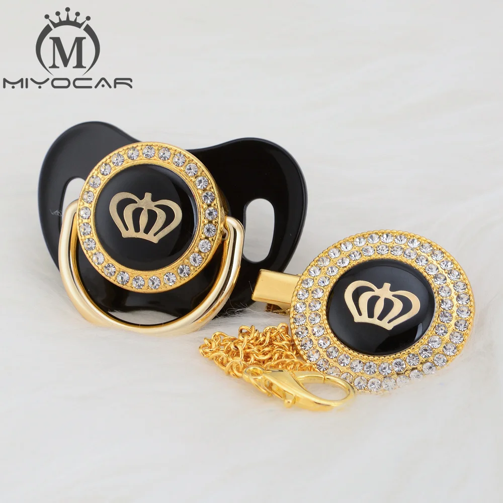 MIYOCAR, золотые, серебряные, блестящие стразы, корона, красивая, шикарная соска и соска, клипса, BPA бесплатно, пустышка, блестящий, уникальный дизайн, GCR2
