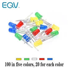 EQV 100 шт. 5 мм F5 светодиодный Диод 5 мм светильник Ассорти комплект зеленый синий белый желтый красный набор компонентов «сделай сам»