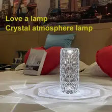 

Diamond Crystal Table Lamp USB Charge Decor Lights Transparent Night Lights Three-color Dimming Atmosphere Lamp Home Supplies