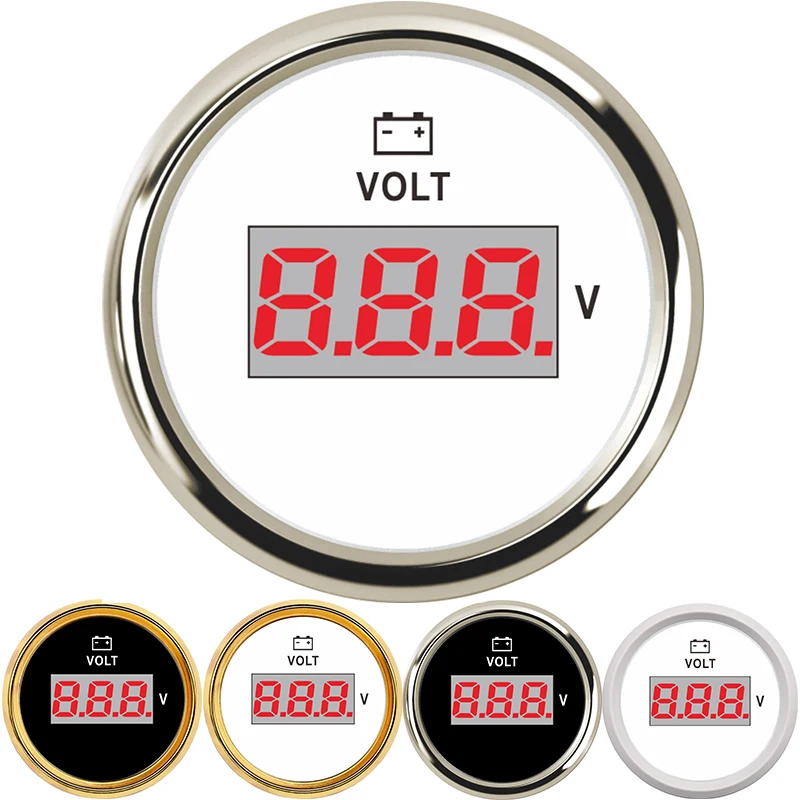

52mm Automobile Voltmeter Digital Volt Gauge voltage meter Red Backlight 12v clock for Car Motor Boat Yacht Marine amp meter