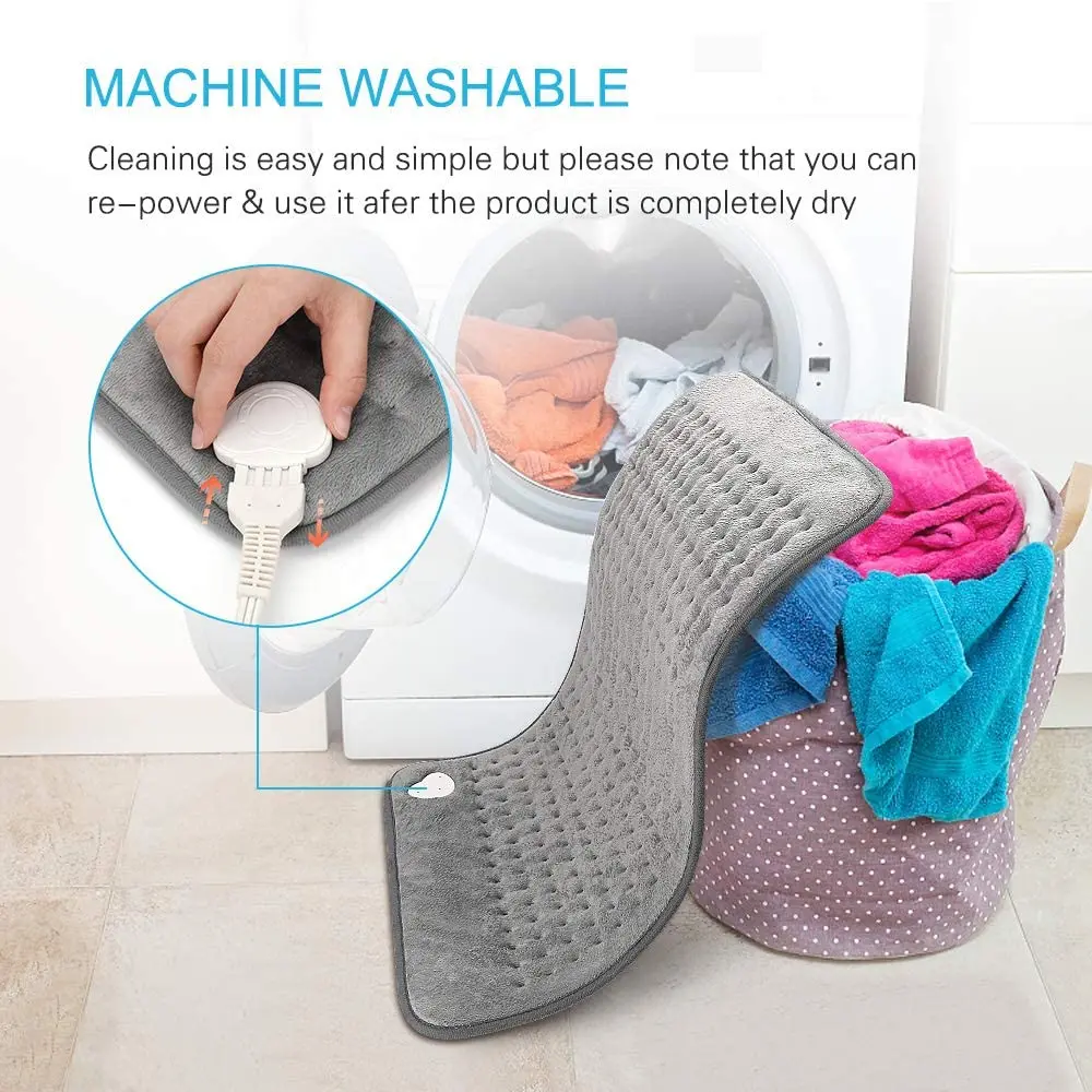 220V EU Plug Extra Large XL King Size 30x60CM Washable Electric Heating Pad for Period Cramps Lower Back Pain Relief Body Warmer 6