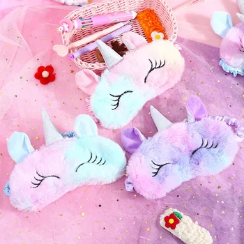 

Sleep Eye Mask Kids Adult Unicorn Plush Eye Cover Sleeping Mask Cartoon 3D Silk Travel Eye Band Shade Rest Eyepatch