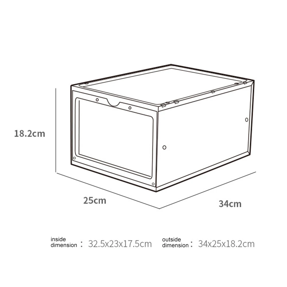 1Pc Plastic Clamshell Stackable Dustproof Shoes Storage Container Display Box Organizer Easy to Assemble