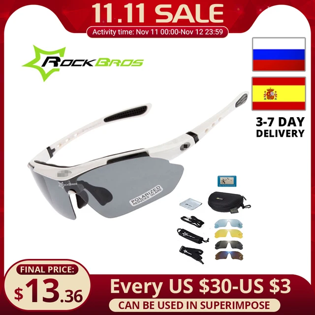 Хит! Очки велосипедные RockBros с 5 линзами мужские, поляризованные солнцезащитные очки для велоспорта, дорожного велосипеда, TR90