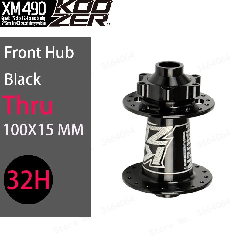 Front 15x100MM 32H XM490 Koozer концентраторы 4 подшипник 28/32/36 Отверстия MTB горный велосипед ступица заднего QR через дисковый тормоз колеса велосипеда крутой звук концентратор XM490 - Цвет: Front 15x100MM 32H