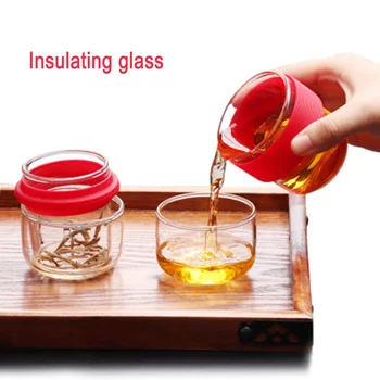 

Travel Tea Set Kung Fu Tea Pot with Portable Case Glass Teacups with Infuser for Travel Home @LS