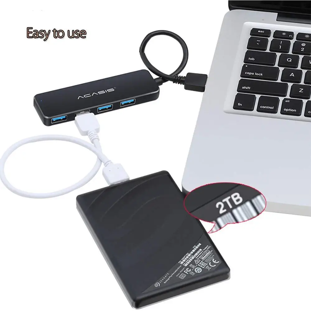 Концентратор USB 3 0 4 порта s 2 Внешний сплиттер с портом Micro зарядка для iMac ноутбука
