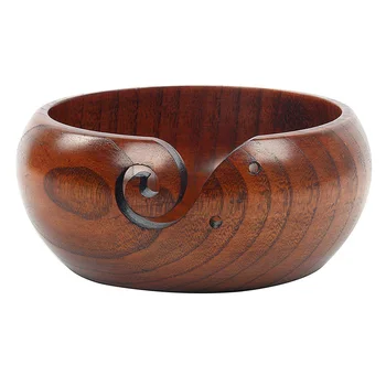 

Rosewood Hand Crafted Wooden Yarn Bowl Knitting Vintage Handmade Crochet Bowl DIY Apparel Needlework Storage TB Sale