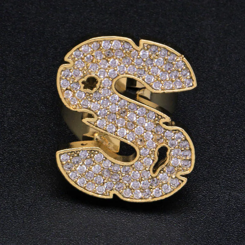 Хип-хоп AAA кубическая циркониевая подвеска Bling Iced Out Bubble кольцо с гравировкой Bling CZ кольца женские мужские Клубные рапперы ювелирные изделия регулируемый размер - Цвет основного камня: s