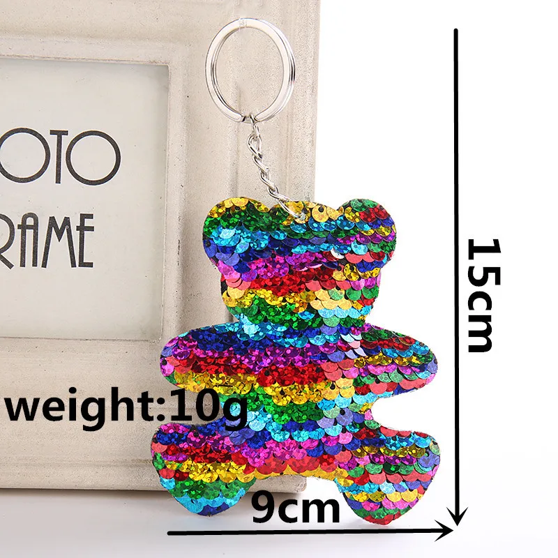 Мультяшные Милые Блестки медведь Радуга Подвески брелок Топ брелоки Blingbling