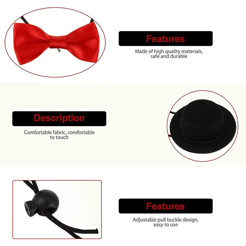 Guinea Pig Hat and Bowtie 2Pcs/Set Hamster Costume Outfit Rats Chinchilla Cap Hedgehog Hat Small Pet Items Accessories Small Animal Clothes