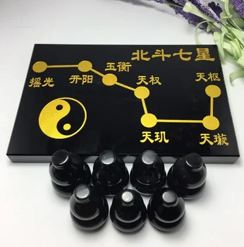 

New Natural Black Obsidian Crystal Seven Star Array Great for Meditation Home Fengshui Decoration Chakra Reiki Stone