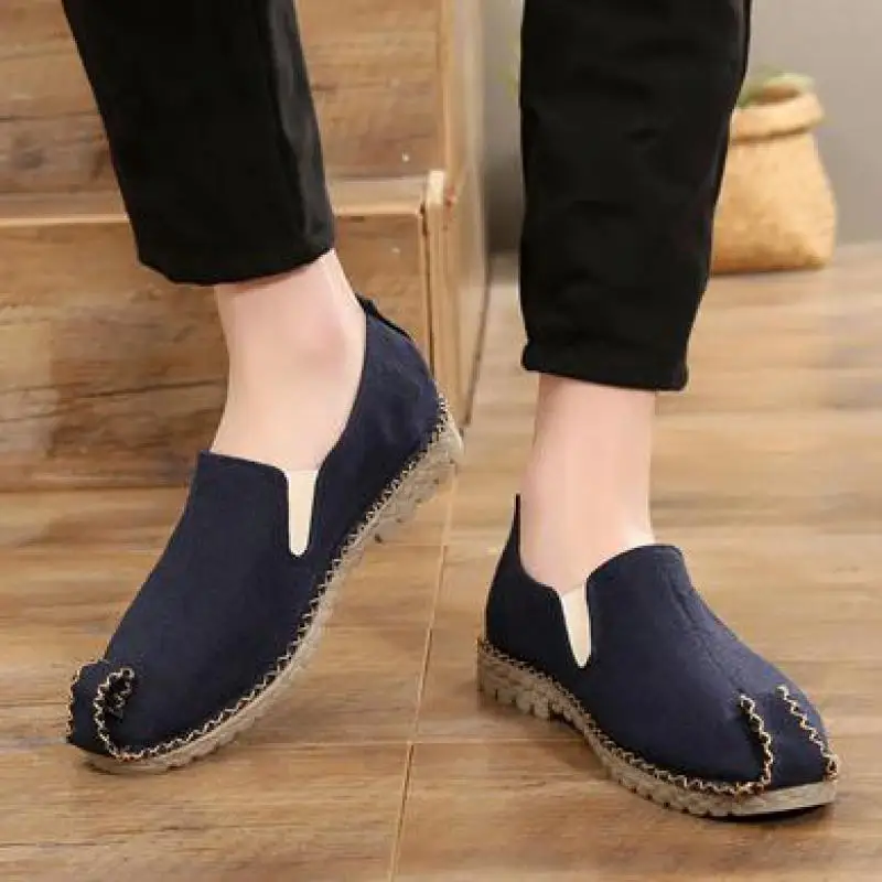 

Male Loafers Espadrilles Men Summer Breathable Canvas Shoes Mens Spring Slip On Flats Casual Hemp Shoes Comfortable Driving Shoe