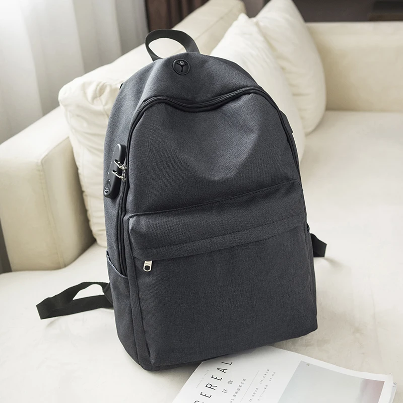 

Anti-theft Password Lock Canvas School Bags Men Backpack for Teenage Boys High Student Book Bag Usb Charging Travel Back Pack