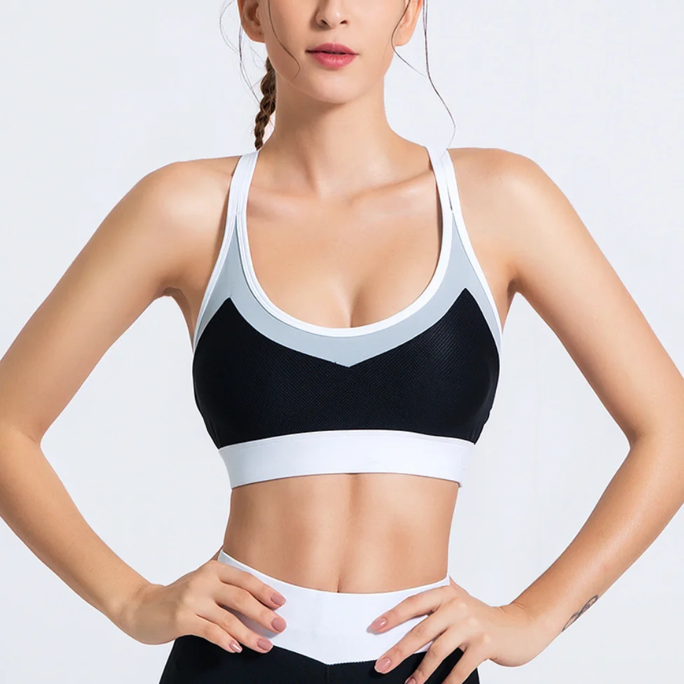 

Y26B7250 Color Blocking Crop Top Yoga Bra Women Sports Top Fitness Bras Gym Sports Workout Bras Sportswear Clothings